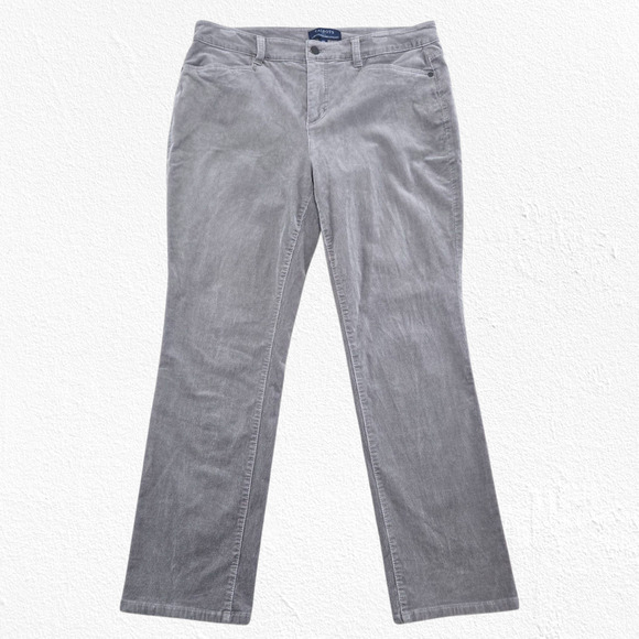 Talbots Gray Corduroy Pants Simply Flattering 5-Pocket Straight Leg Size 12P - Picture 11 of 13